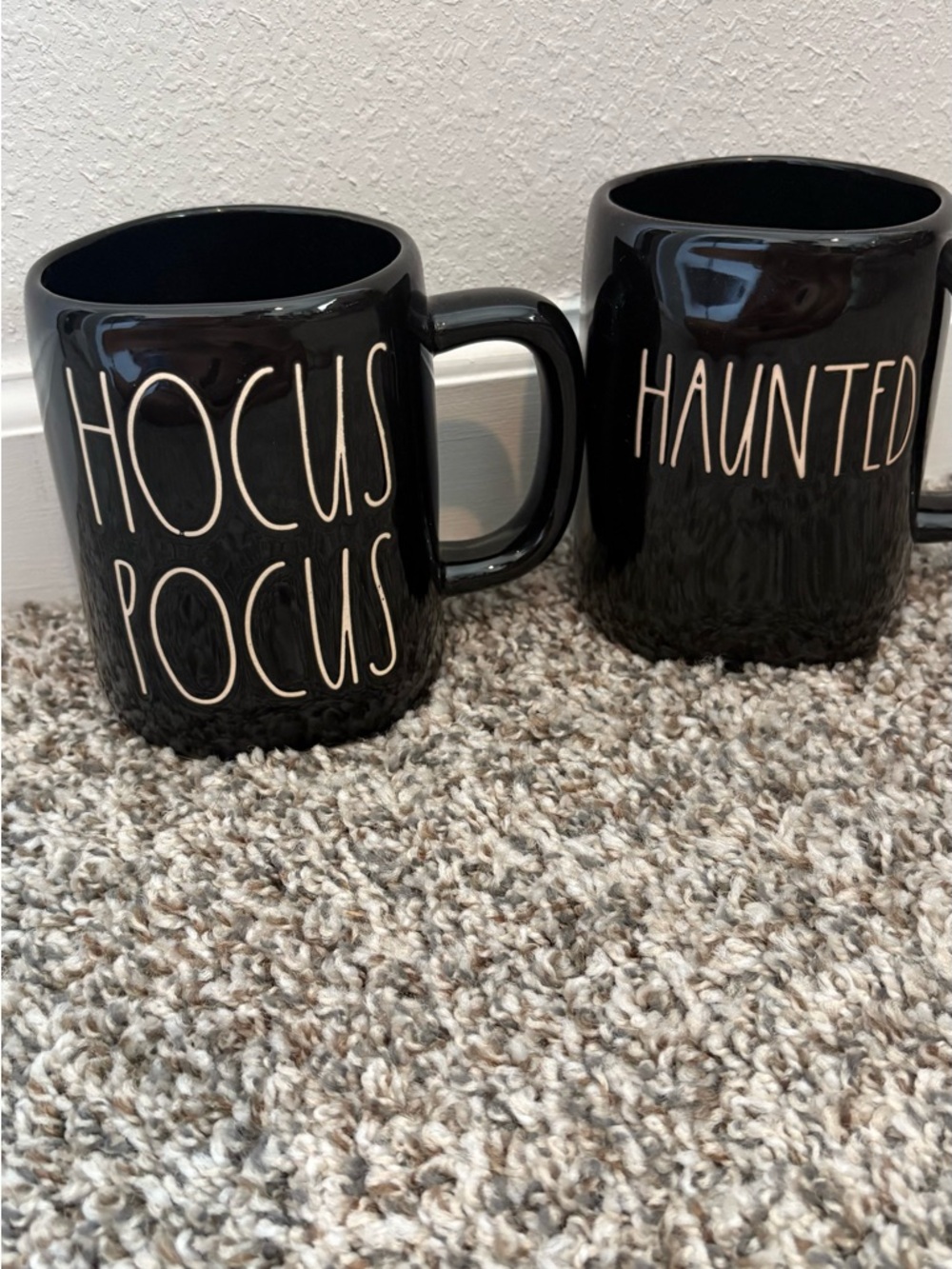 Rae Dunn Black 'Hocus Pocus' & 'Haunted' Ceramic Mug Set